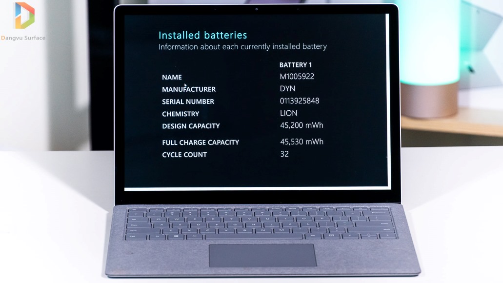 Thời lượng pin lâu dài của surface laptop 2