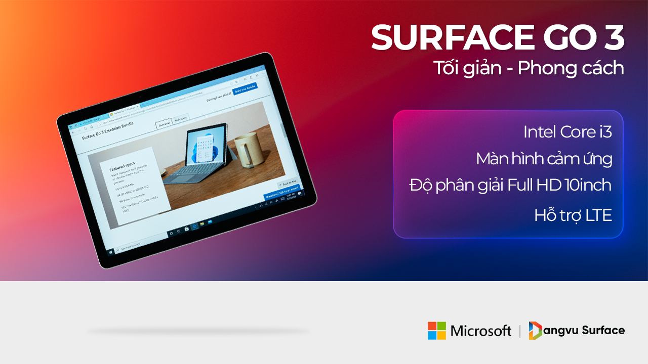Surface Go 3 - Laptop 2in1 nhỏ gọn nhất 