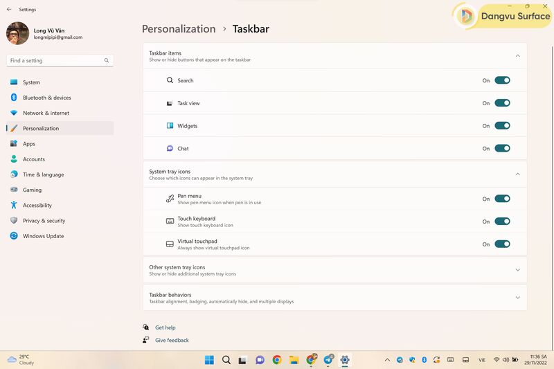 Các biểu tượng trên thanh Taskbar đã được cập nhật để đáp ứng nhu cầu sử dụng bình thường của người dùng trong năm